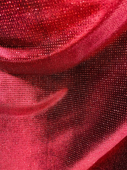 New glitter velvet Merlot color great quality 4-way stretch 58/60” Sold by the YD. Ships Worldwide from Los Angeles California USA.