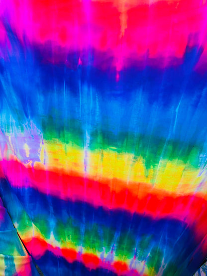 New Rainbow tie dye design print on best quality of nylon spandex 4-way stretch 58/60” Sold by the YD. Ships Worldwide from Los Angeles CA