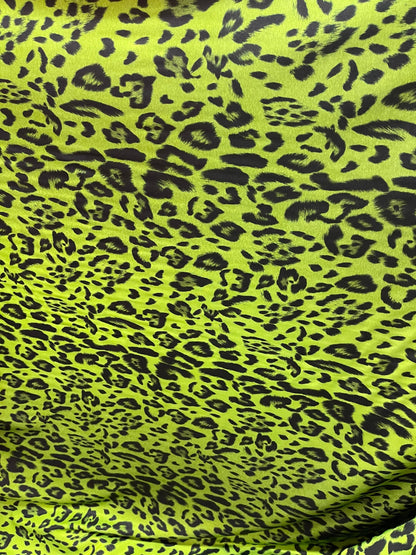 New Exotic Leopard design Green/Black print on great quality of nylon spandex 4-way stretch 58/60” Sold by the YD. Ships Worldwide from L.A