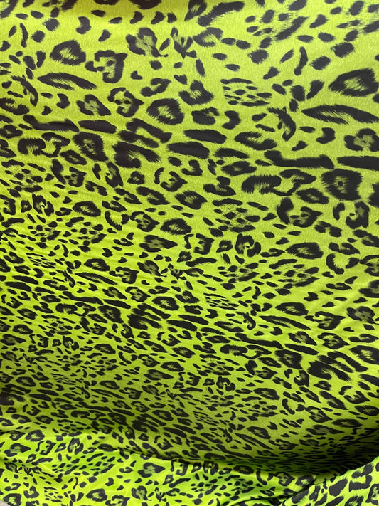 New Exotic Leopard design Green/Black print on great quality of nylon spandex 4-way stretch 58/60” Sold by the YD. Ships Worldwide from L.A