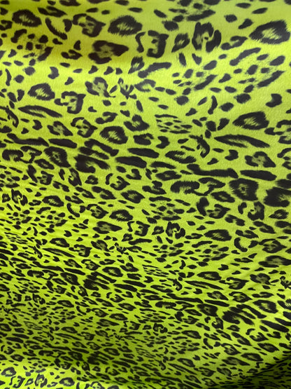 New Exotic Leopard design Green/Black print on great quality of nylon spandex 4-way stretch 58/60” Sold by the YD. Ships Worldwide from L.A