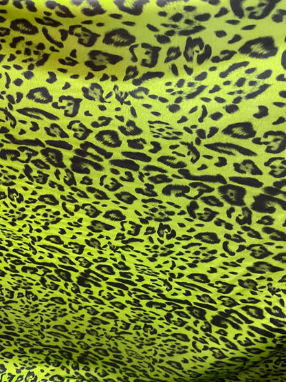 New Exotic Leopard design Green/Black print on great quality of nylon spandex 4-way stretch 58/60” Sold by the YD. Ships Worldwide from L.A