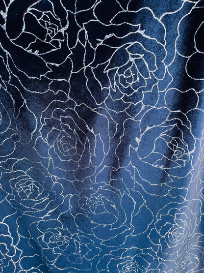 New Roses design print on great Quality of stretch velvet 4-way stretch 58/60” Sold by the YD. Ships Worldwide from Los Angeles California