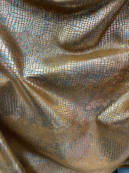 New Exotic Snake design print on metallic poly spandex 2-way stretch 58/60” Sold by the YD. Ships Worldwide from Los Ángeles California USA.