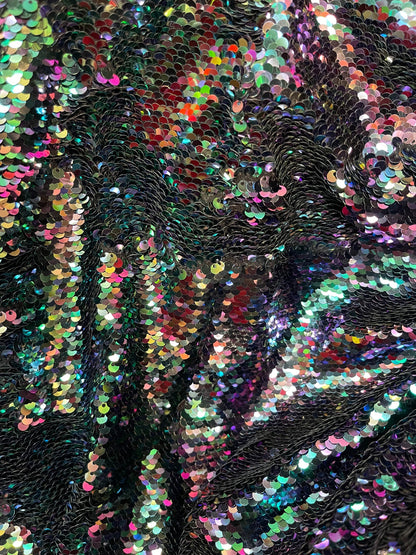 Reversible sequins Iridescent pewter mermaid sequins on spandex base 2-way stretch 58/60” Sold by the YD. Ships Worldwide from Los Angeles