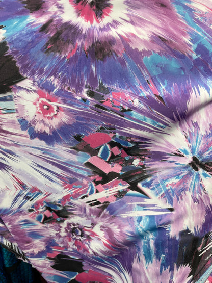 New purple abstract design print on great quality of nylon spandex 4-way stretch 58/60” Sold by the YD. Ships Worldwide from Los Angeles CA