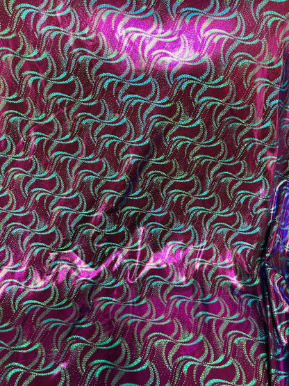 New abstract design hologram nylon spandex 4-way stretch 58/60” Sold by the YD. Ships Worldwide from Los Angeles California USA.