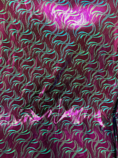 New abstract design hologram nylon spandex 4-way stretch 58/60” Sold by the YD. Ships Worldwide from Los Angeles California USA.