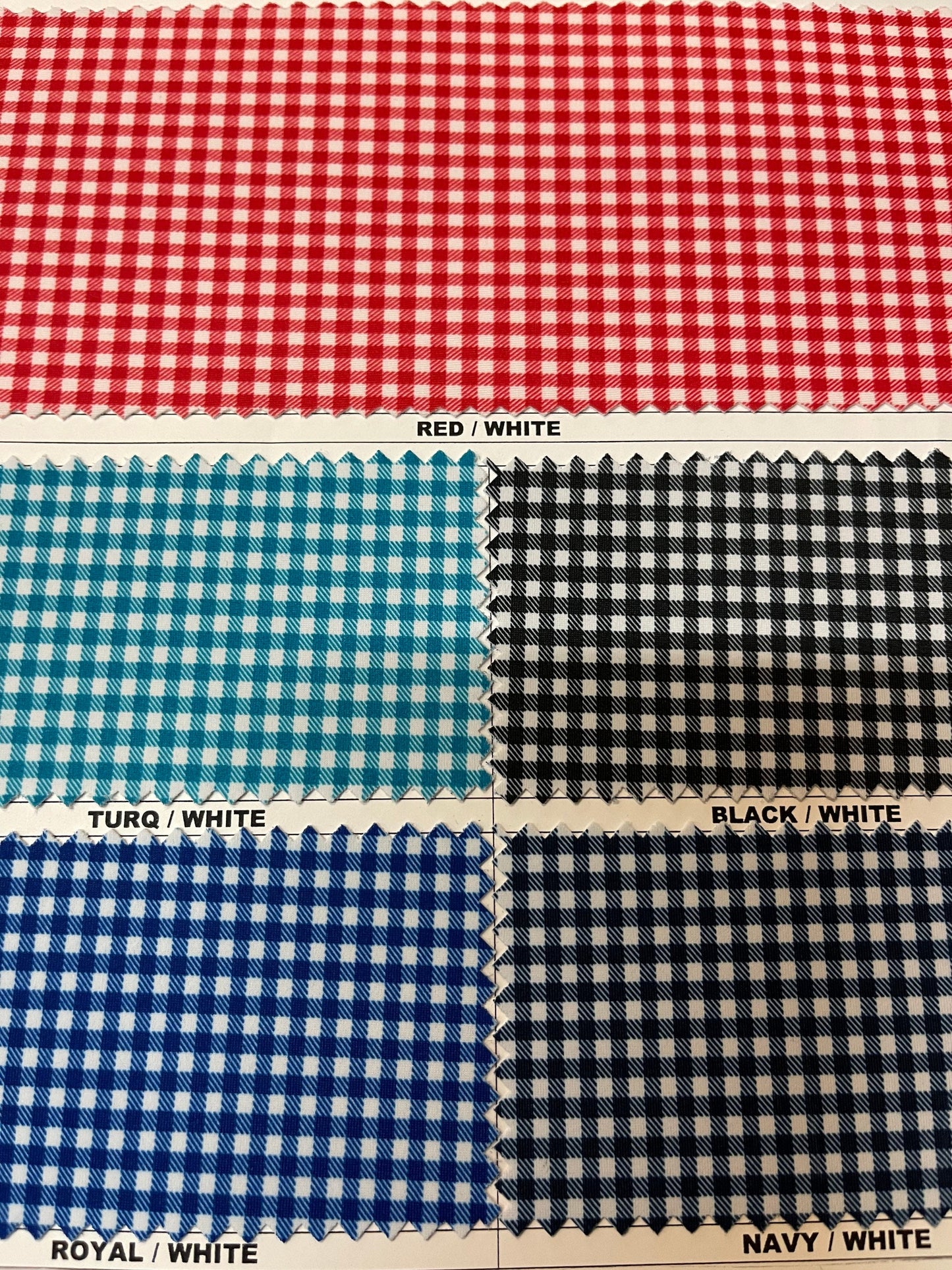 Gingham design small size printed on best quality of nylon spandex 4-way stretch 58/60” Sold by the YD. Ships Worldwide from Los Angeles