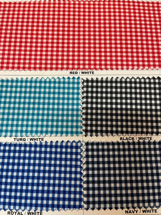 Gingham design small size printed on best quality of nylon spandex 4-way stretch 58/60” Sold by the YD. Ships Worldwide from Los Angeles