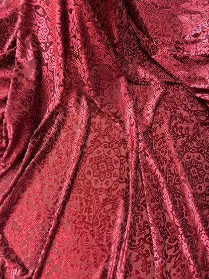 New Burnout velvet Diane design Merlot color 4-way stretch 58/60” Sold by the YD. Ships Worldwide from Los Angeles California USA.