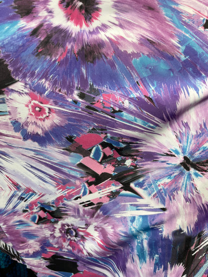 New purple abstract design print on great quality of nylon spandex 4-way stretch 58/60” Sold by the YD. Ships Worldwide from Los Angeles CA