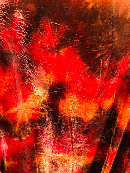 New Luxury Tie dye Silk crushed velvet non stretch 44/45” Sold by the YD. Ships Worldwide from Los Angeles California USA.