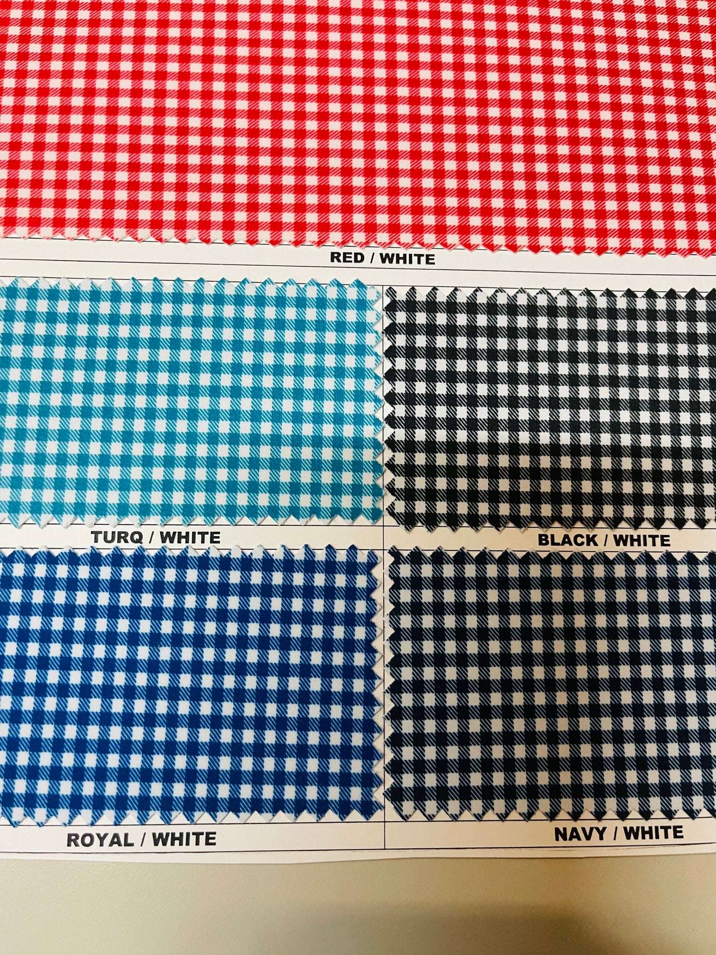 Gingham check design print on great quality of nylon spandex 4-way stretch 58/60” Sold by the YD. Ships Worldwide from Los Angeles CA