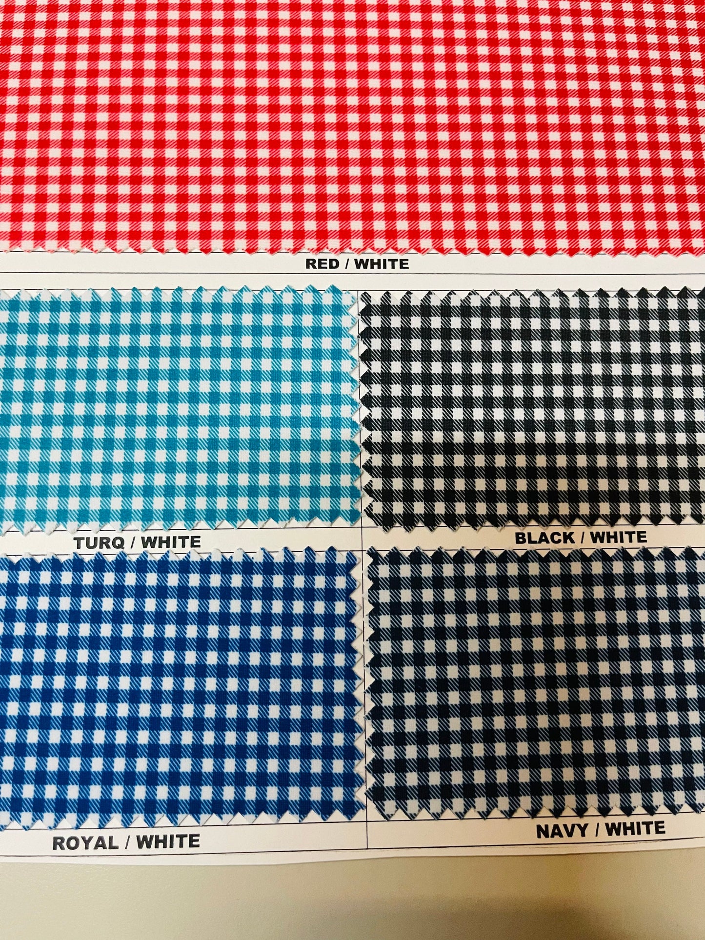 Gingham check design print on great quality of nylon spandex 4-way stretch 58/60” Sold by the YD. Ships Worldwide from Los Angeles CA