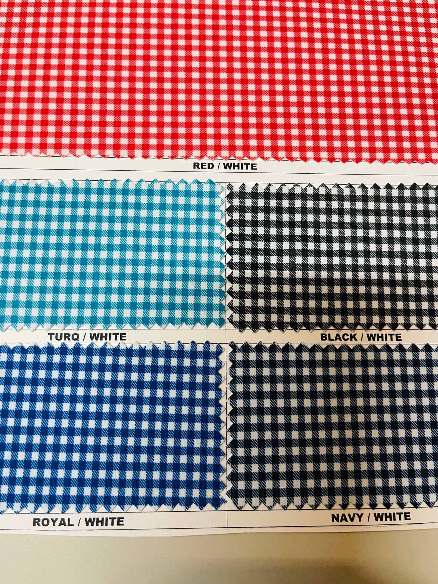 Gingham check design print on great quality of nylon spandex 4-way stretch 58/60” Sold by the YD. Ships Worldwide from Los Angeles CA