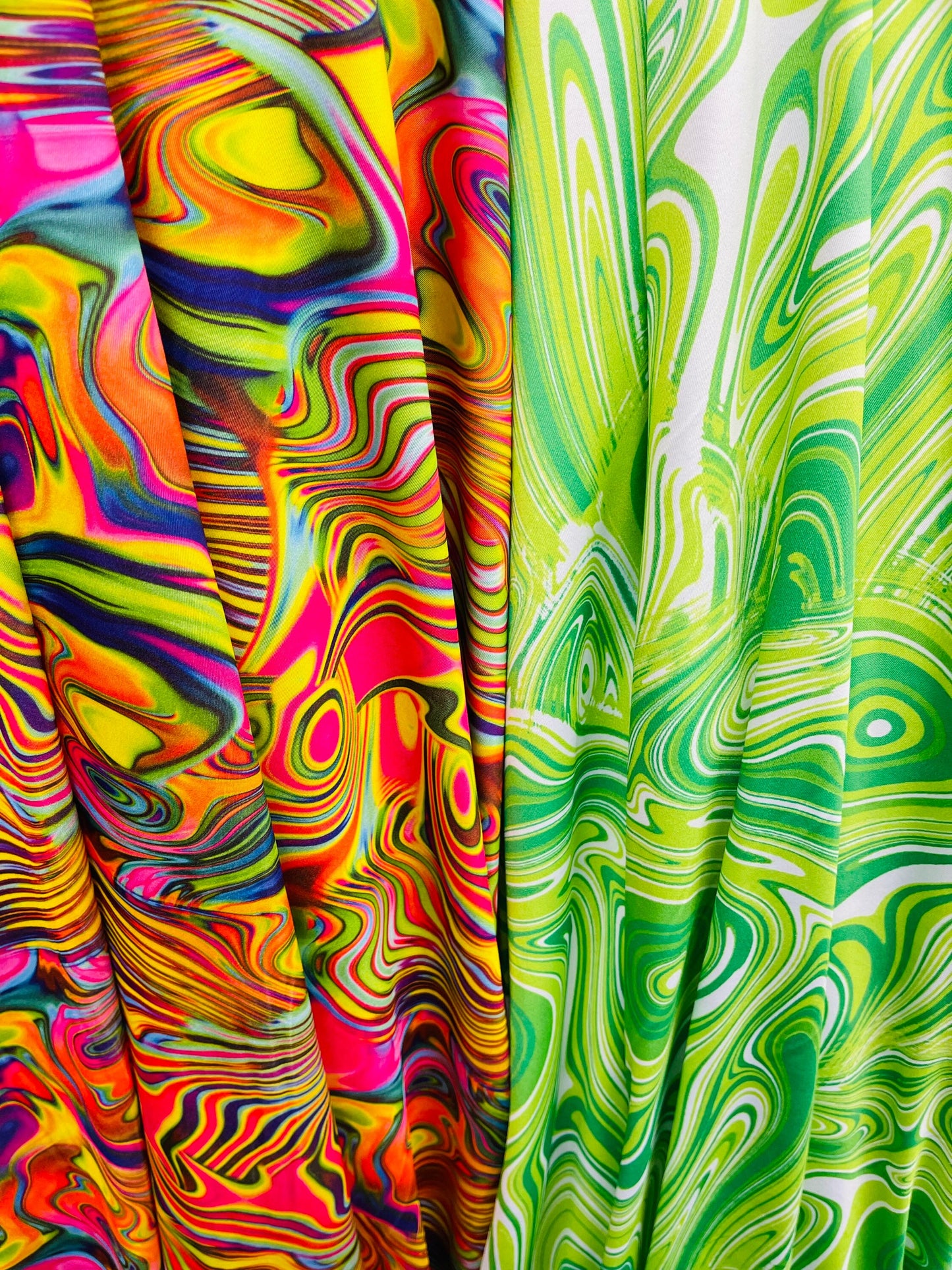 Lava design abstract multicolor print on Great quality of nylon spandex 4-way stretch 58/60” Sold by the YD. Ships Worldwide from L.A CA