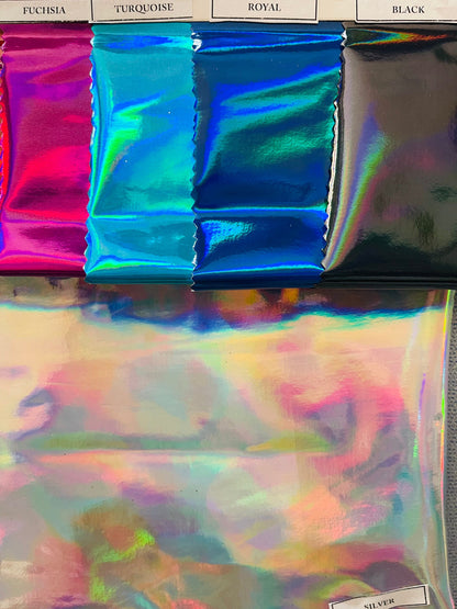 Ultra Iridescent holographic super shiny vinyl 4-way stretch 58/60” Sold by the YD. Apparel Accessories costume fashion. Ships Worldwide