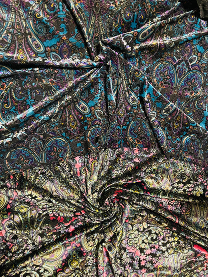 Luxury Burnout velvet Paisley design fashion design 4-way stretch 58/60” Sold by the YD. Ships Worldwide from Los Angeles California USA