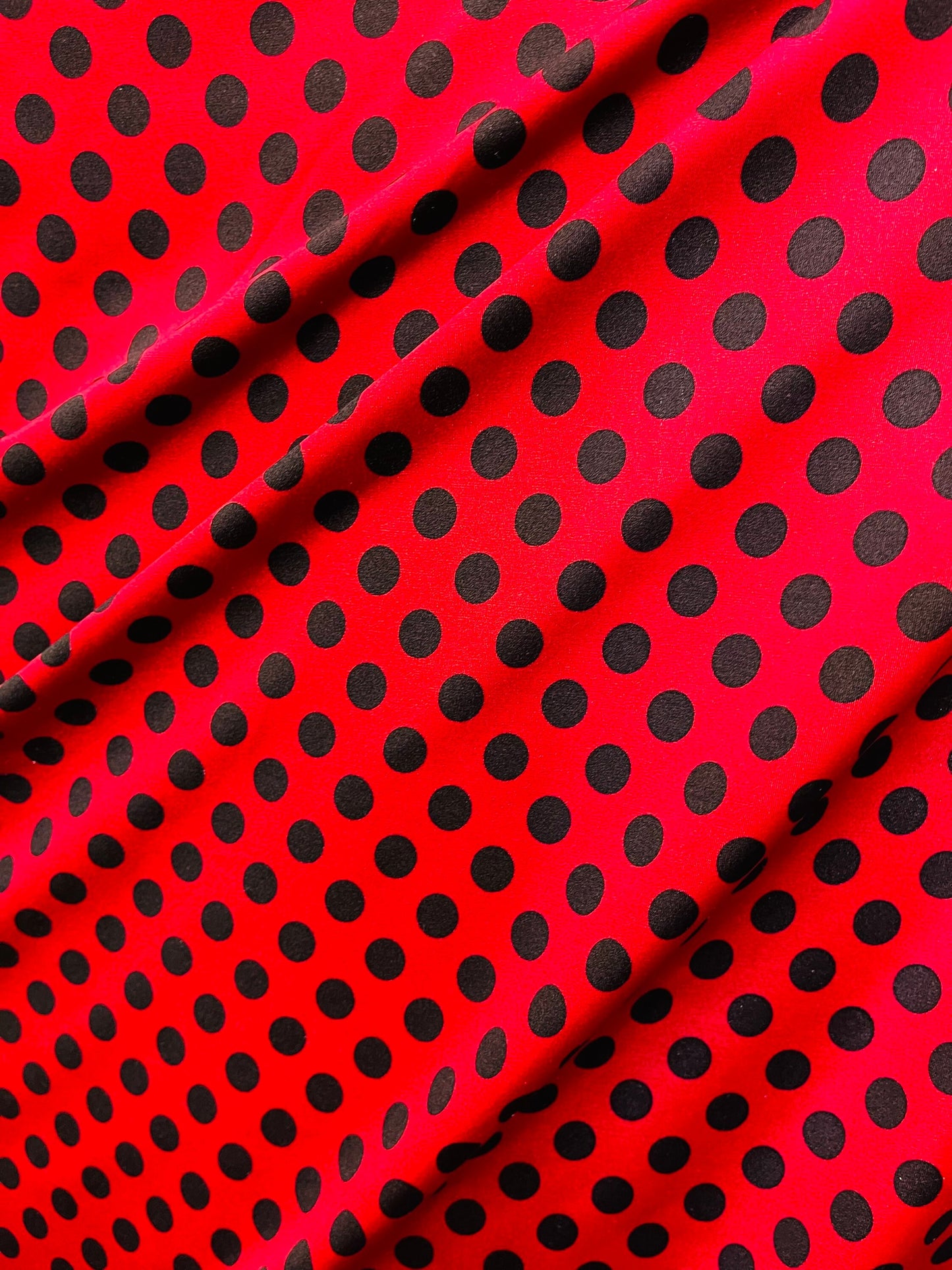 Polka dots design print on best quality of Nylon spandex 4-way stretch 58/60” Sold by the YD. Ships Worldwide from Los Angeles California US