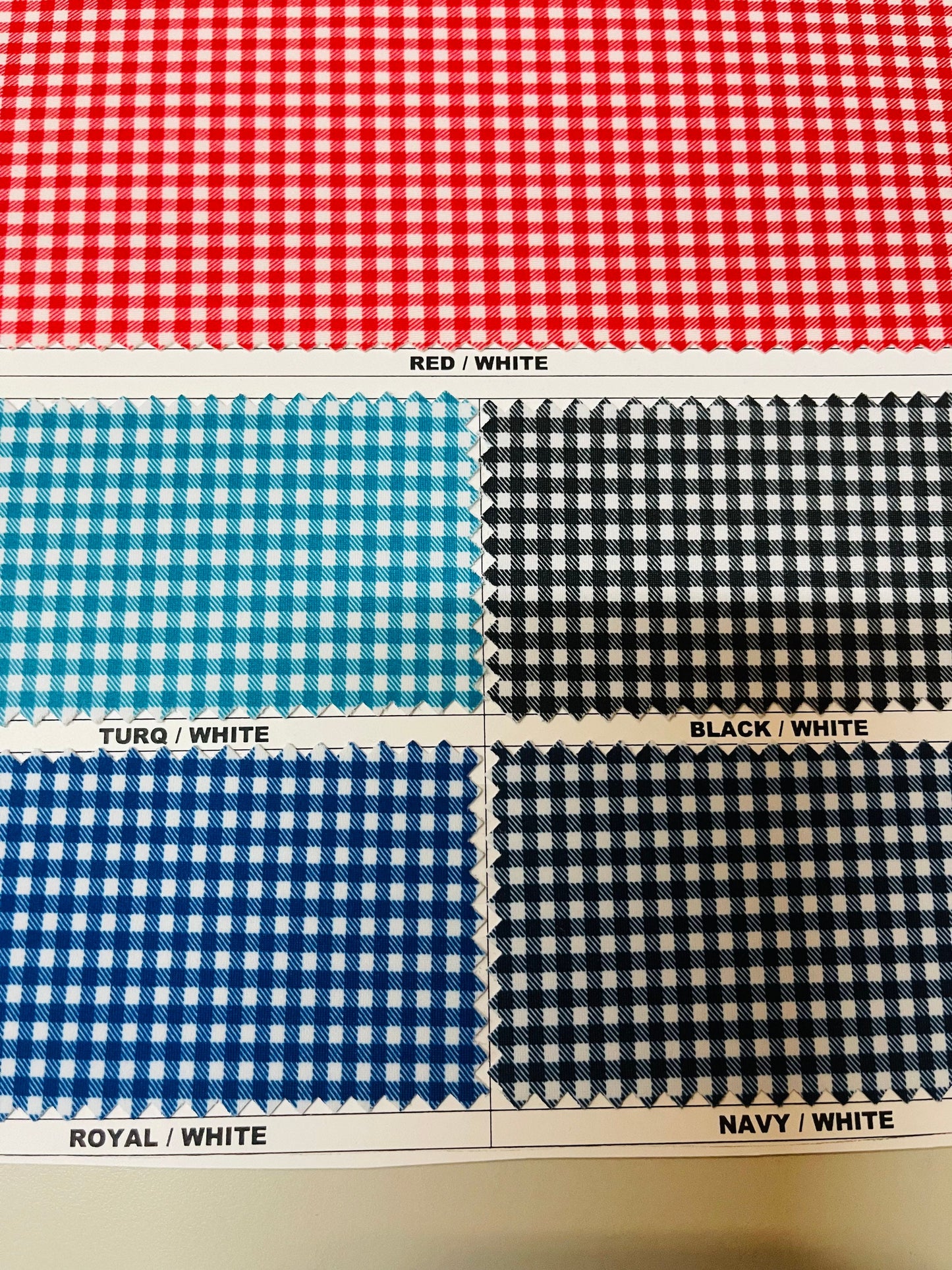 Gingham check design print on great quality of nylon spandex 4-way stretch 58/60” Sold by the YD. Ships Worldwide from Los Angeles CA