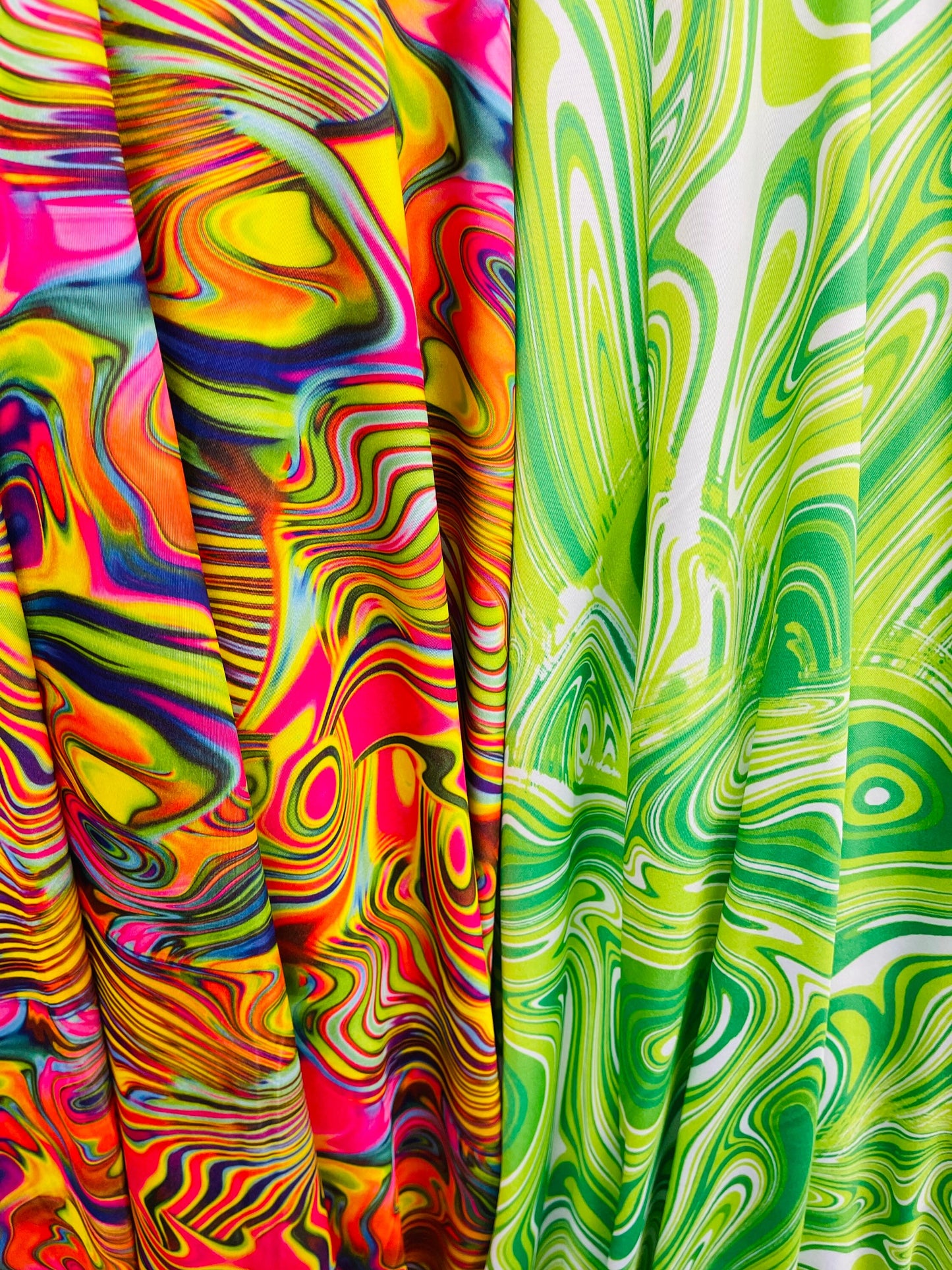 Lava design abstract multicolor print on Great quality of nylon spandex 4-way stretch 58/60” Sold by the YD. Ships Worldwide from L.A CA