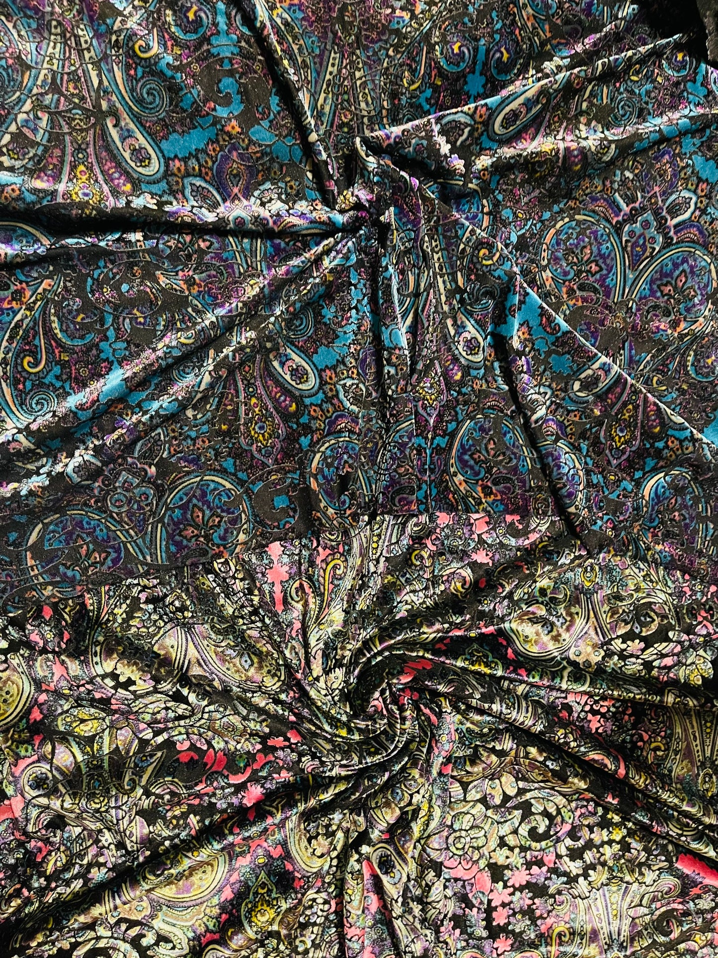 Luxury Burnout velvet Paisley design fashion design 4-way stretch 58/60” Sold by the YD. Ships Worldwide from Los Angeles California USA