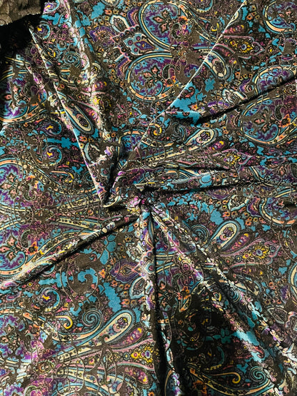 Luxury Burnout velvet Paisley design fashion design 4-way stretch 58/60” Sold by the YD. Ships Worldwide from Los Angeles California USA