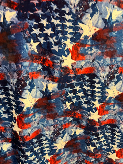 Patriotic design print on best quality of luxury stretch velvet 4-way stretch 58/60” Sold by the YD. Ships worldwide from Los Angeles CA USA