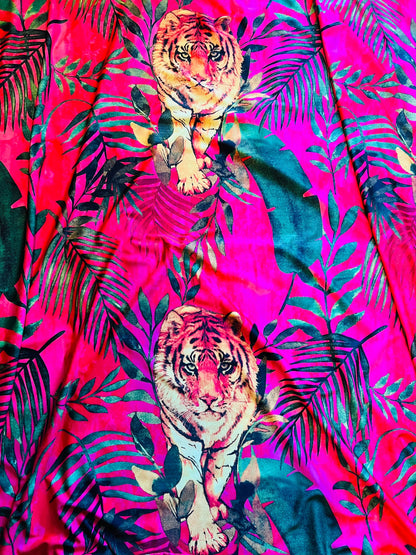 Tiger design exotic animal print on great quality of nylon spandex 4-way stretch 58/60” Sold by the YD. Ships worldwide from Los Angeles CA