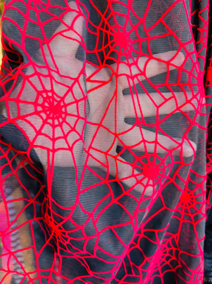 New spider web  flocking design on stretch mesh 4way 58/60” Sold by the YD. Ships worldwide from Los Ángeles California USA.