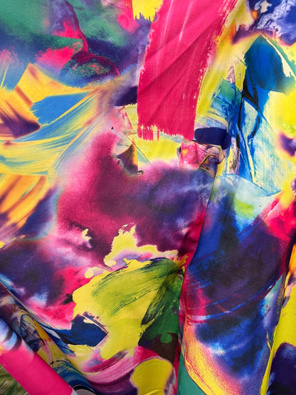 New abstract design multicolor print on great quality of poly spandex 4-way stretch 58/60” Sold by the YD. Ships Worldwide from Los Angeles