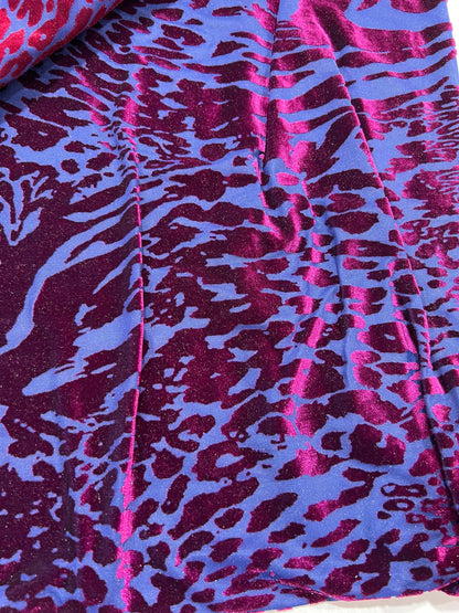 New Exotic animal print design on burnout luxury stretch velvet 4-way stretch 58/60” Sold by the YD. Ships Worldwide from Los Angeles  CA