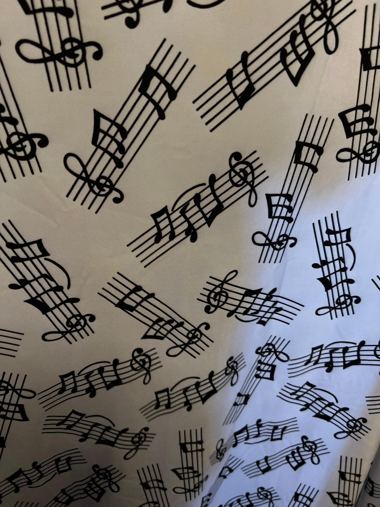 Music Notes design print on great quality of nylon spandex 4-way stretch 58/60” Sold by the YD. Ships Worldwide from Los Angeles California