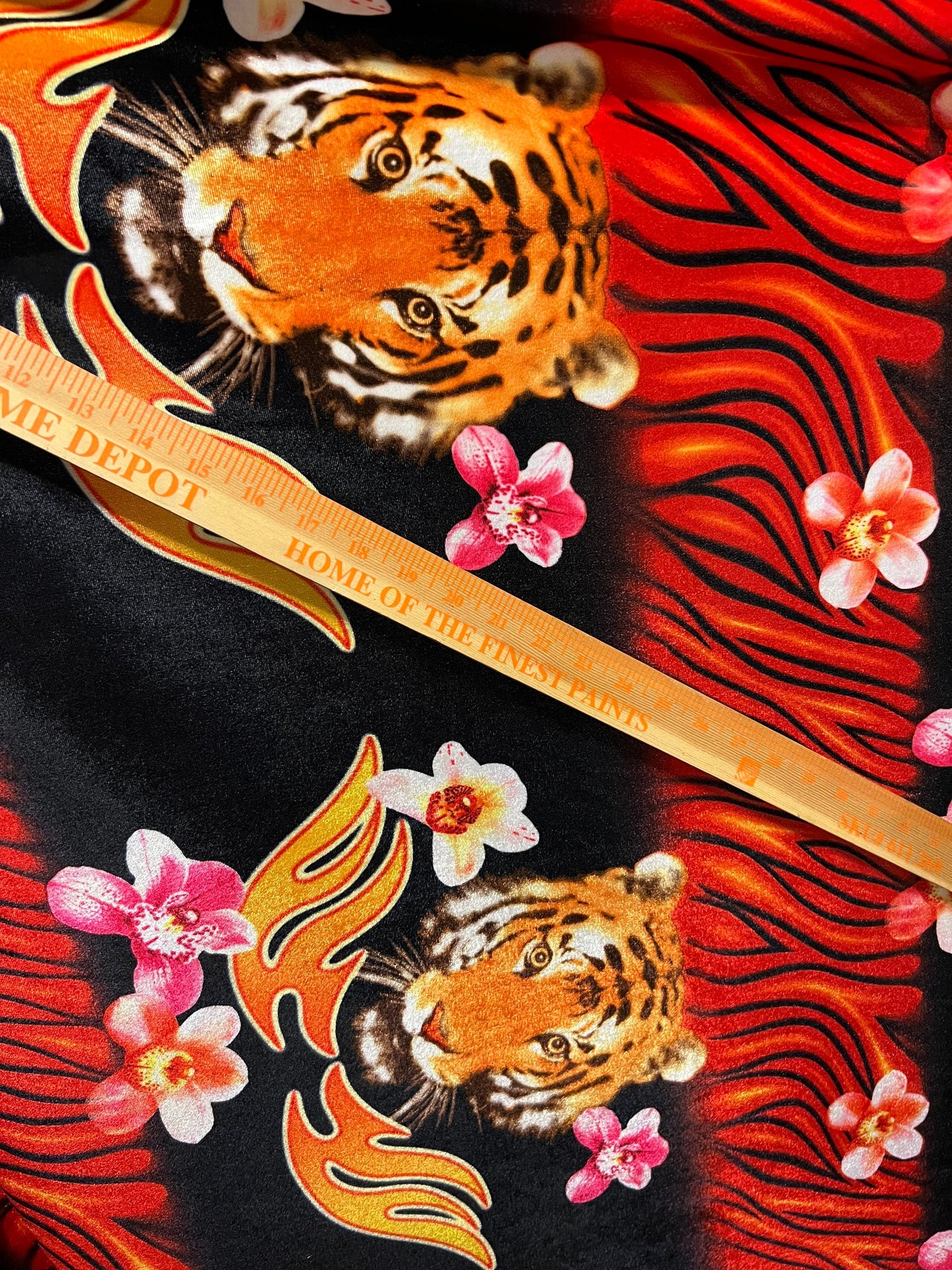 Tiger design Exotic animal print on best quality of stretch velvet 4-way stretch 58/60” Sold by the YD. Ships worldwide from Los Angeles CA