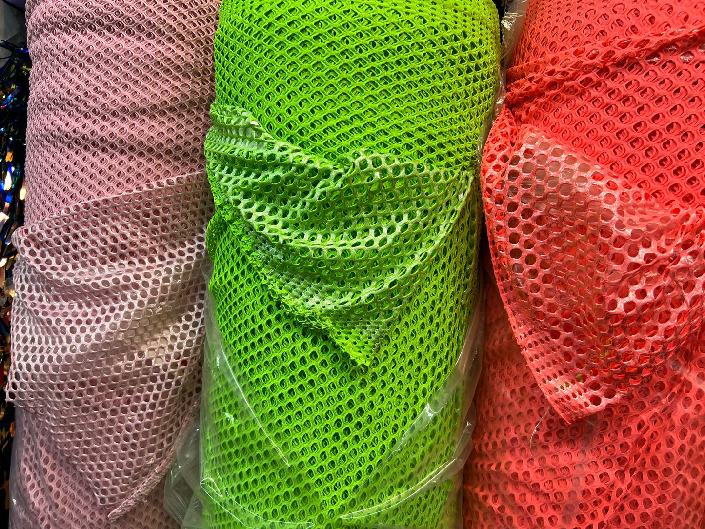 Metallic Diamond fishnet 4-way stretch spandex mesh with foil All over 58/60” Sold by the YD. Ships Worldwide from Los Angeles California US