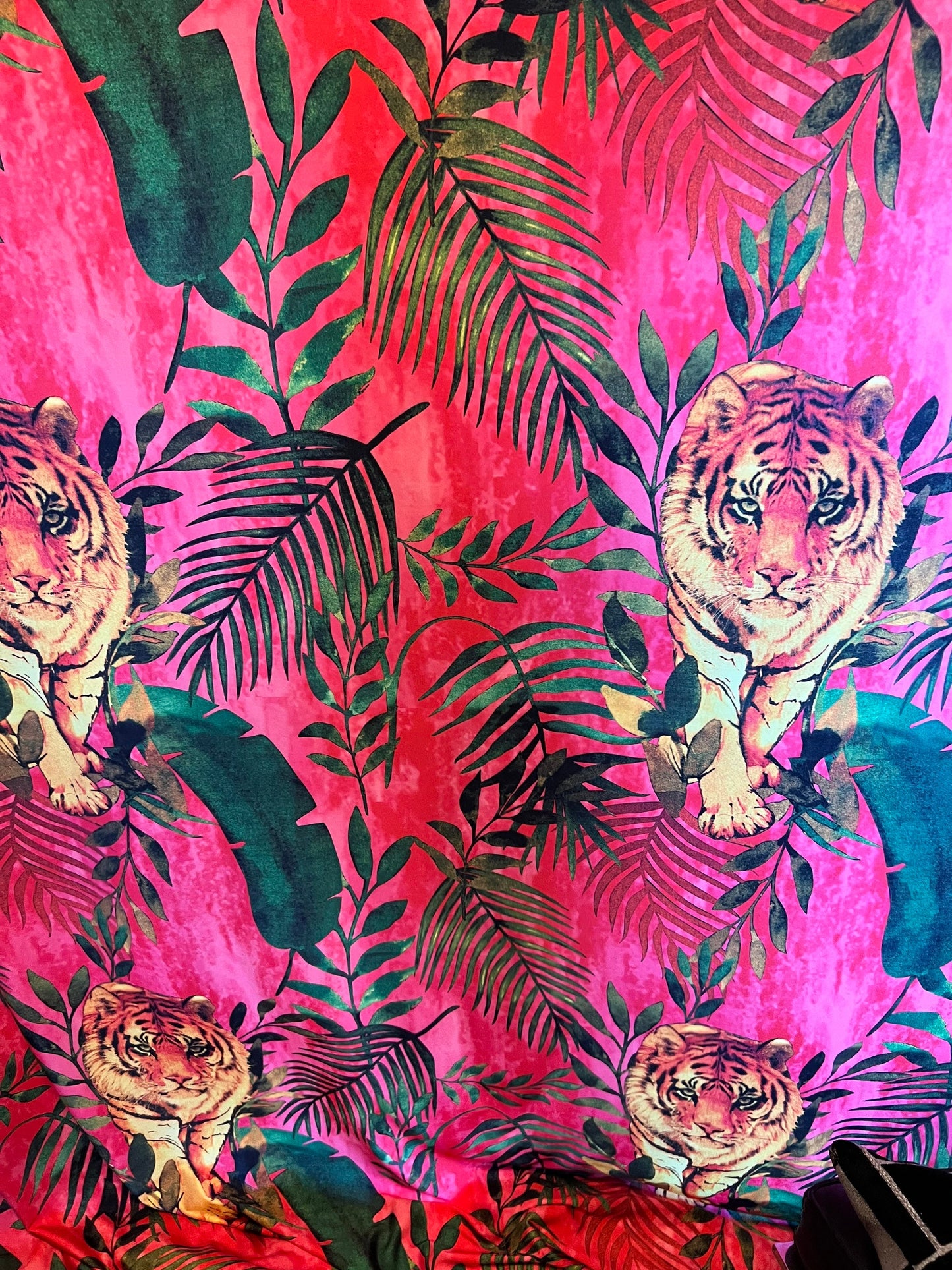 Tiger design exotic animal print on great quality of nylon spandex 4-way stretch 58/60” Sold by the YD. Ships worldwide from Los Angeles CA