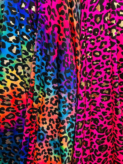 Leopard design exotic animal print on best quality of nylon spandex 4-way stretch 58/60” Sold by the YD. Ships Worldwide from Los Angeles CA