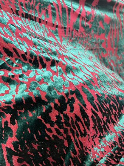 New Exotic animal print design on burnout luxury stretch velvet 4-way stretch 58/60” Sold by the YD. Ships Worldwide from Los Angeles  CA