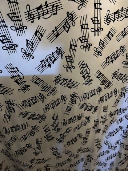 Music Notes design print on great quality of nylon spandex 4-way stretch 58/60” Sold by the YD. Ships Worldwide from Los Angeles California