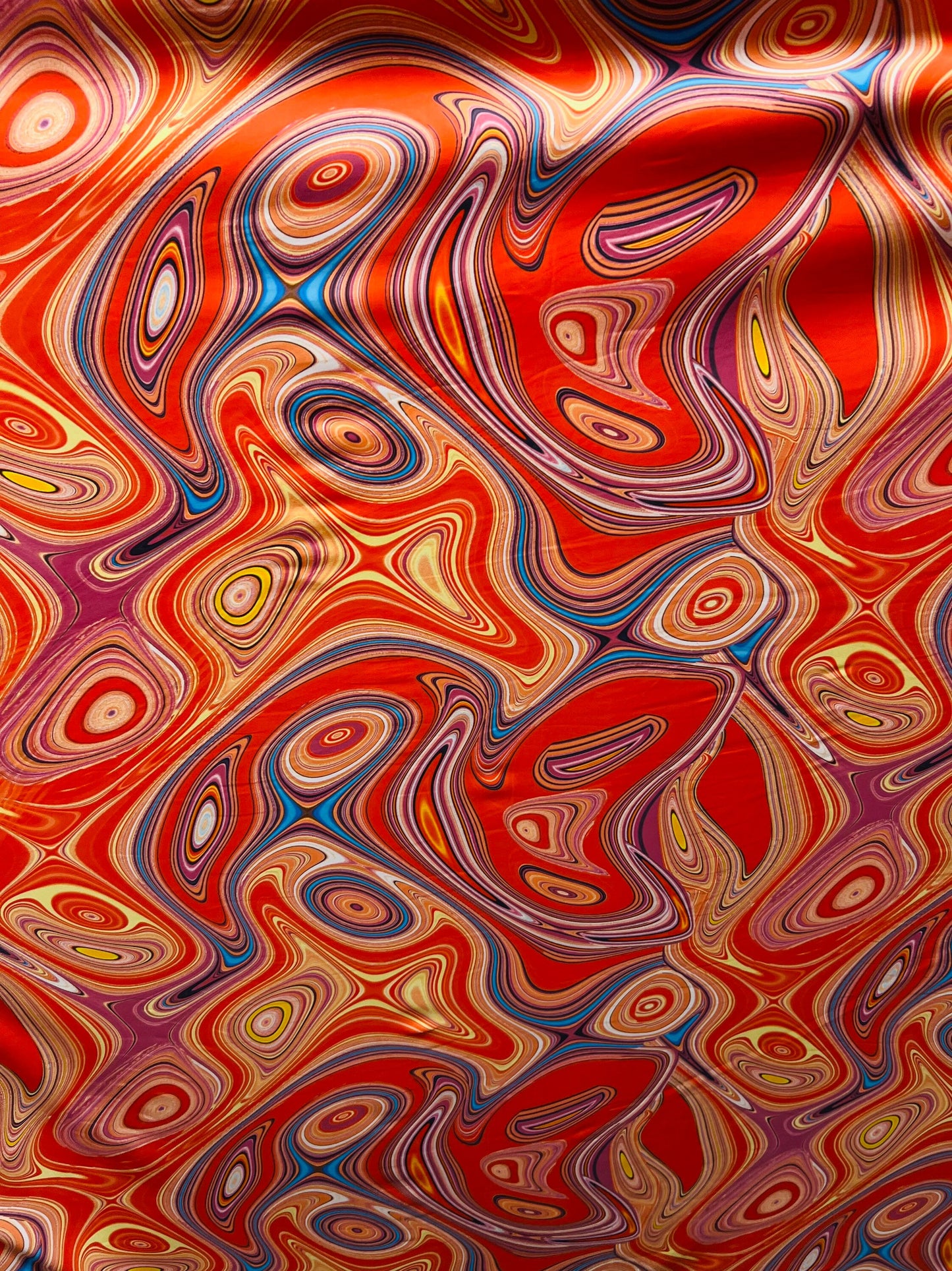 New abstract design Rust multicolor print on nylon spandex 4-way stretch 58/60” Sold by the YD. Ships Worldwide from Los Angeles California