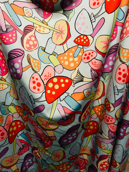 Mushrooms in wonderland design Multicolor print on best quality of nylon spandex 4-way stretch 58/60” Sold by the YD. Ships Worldwide