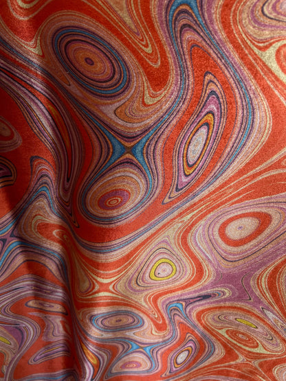 New abstract design Rust multicolor print on stretch velvet 4way stretch 58/60” Sold by the YD. Ships Worldwide from Los Angeles California