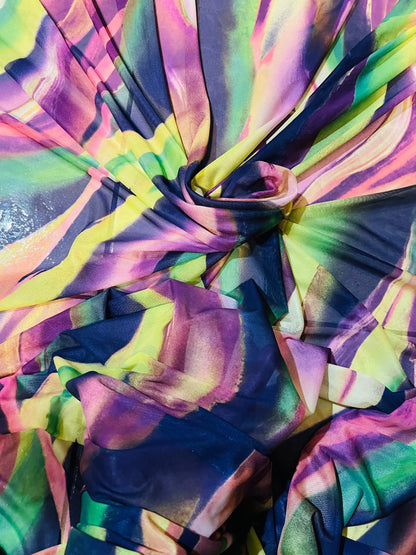 New tie dye abstract design print on best quality of power mesh 4-way stretch 58/60” Sold by the YD. Ships Worldwide from Los Angeles CA