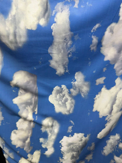 Clouds design print on great quality of ribbed nylon spandex 4-way stretch 58/60” Sold by the YD. Ships Worldwide from Los Angeles CA