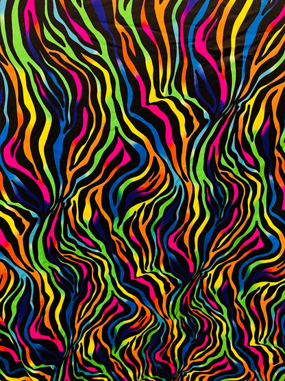 New Rainbow zebra design print on great quality of nylon spandex 4-way stretch 58/60” Sold by the YD. Ships Worldwide from Los Angeles CA