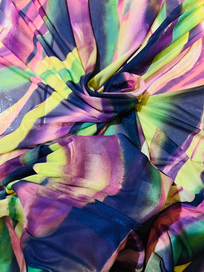 New tie dye abstract design print on best quality of power mesh 4-way stretch 58/60” Sold by the YD. Ships Worldwide from Los Angeles CA