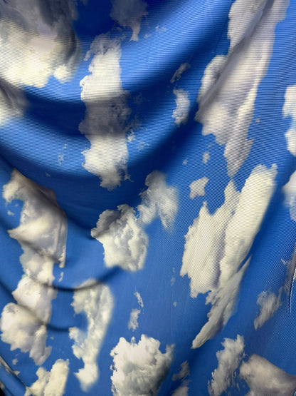 Clouds design print on great quality of ribbed nylon spandex 4-way stretch 58/60” Sold by the YD. Ships Worldwide from Los Angeles CA