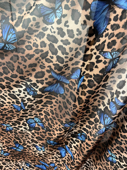 New Exotic leopard & Butterfly design print on great quality of power mesh nylon spandex 4-way stretch 58/60” Sold by the YD.