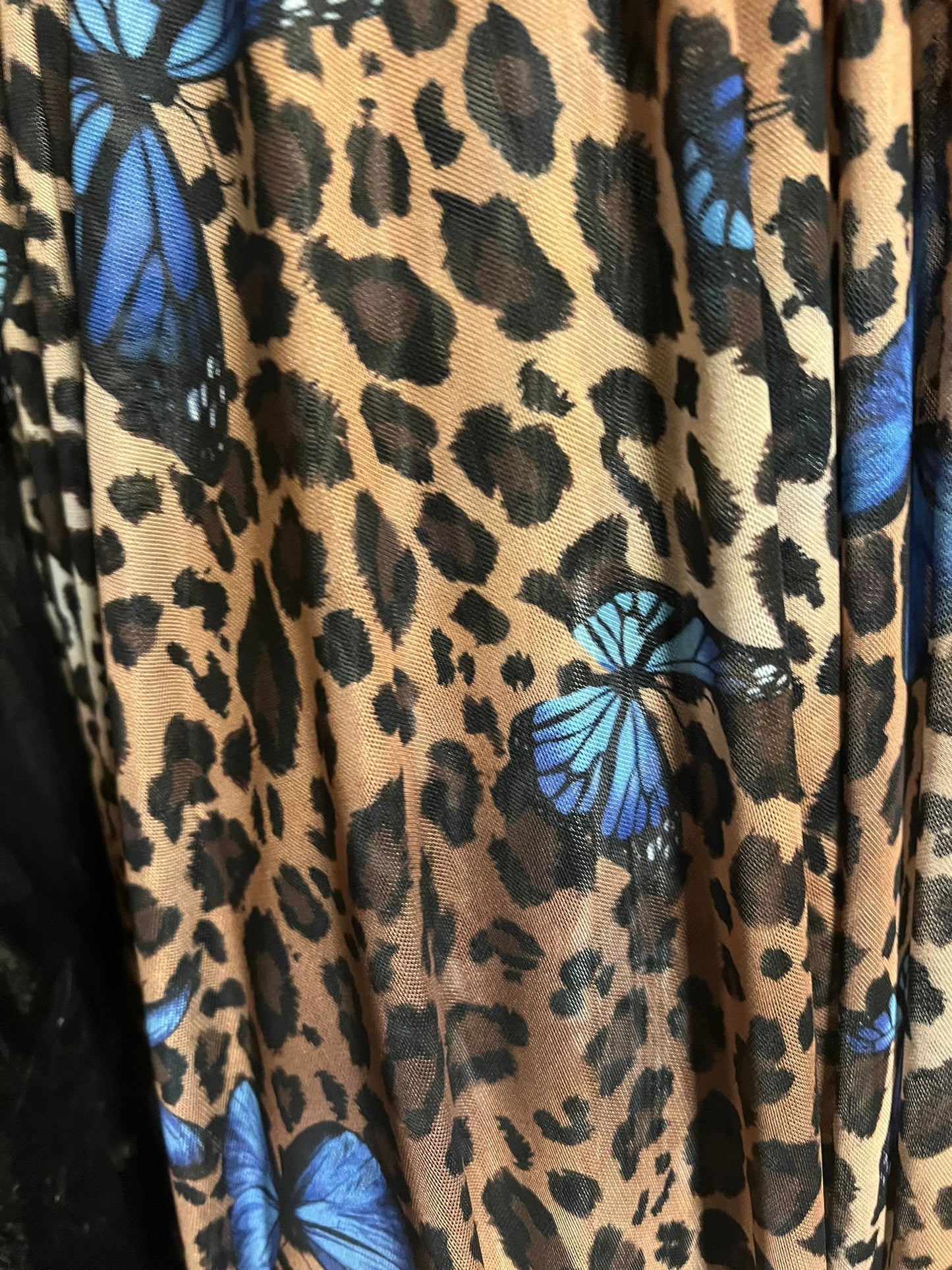 New Exotic leopard & Butterfly design print on great quality of power mesh nylon spandex 4-way stretch 58/60” Sold by the YD.